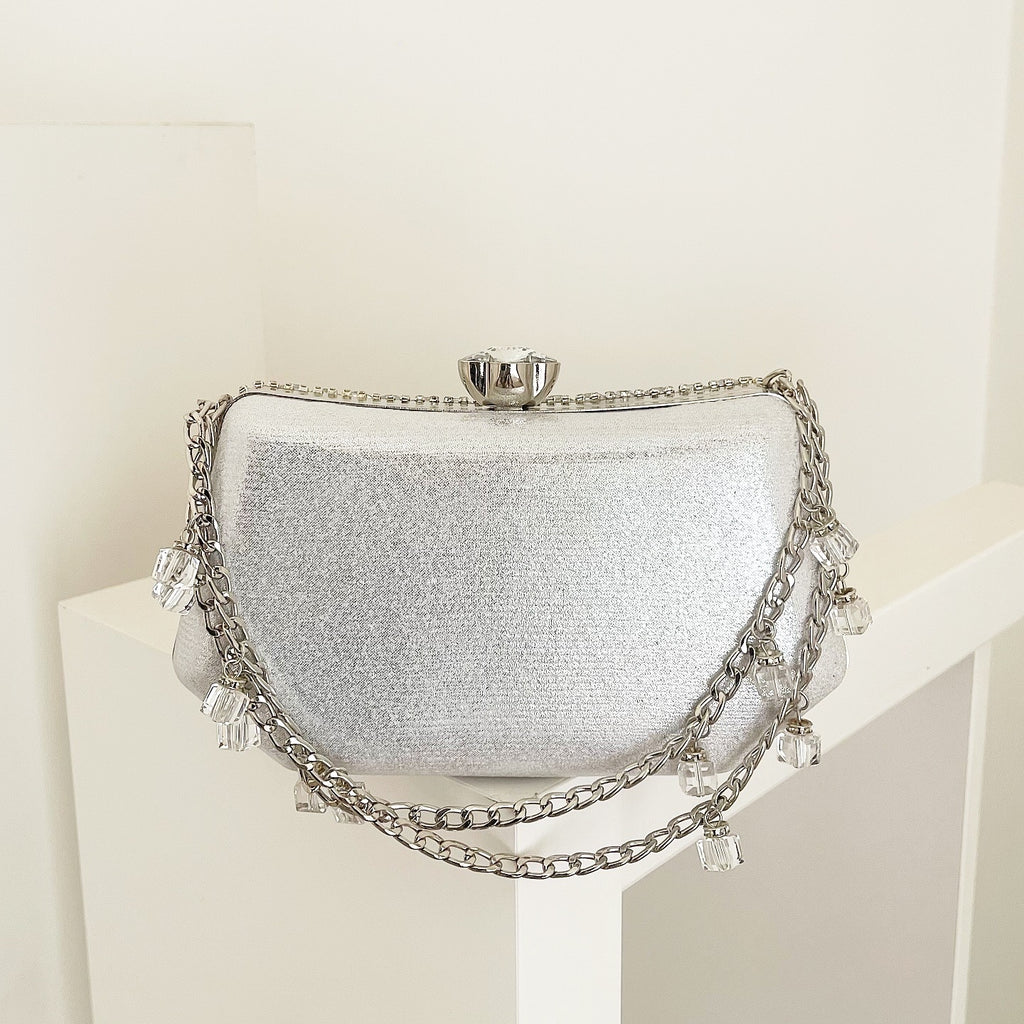 Silver Velencia Clutch