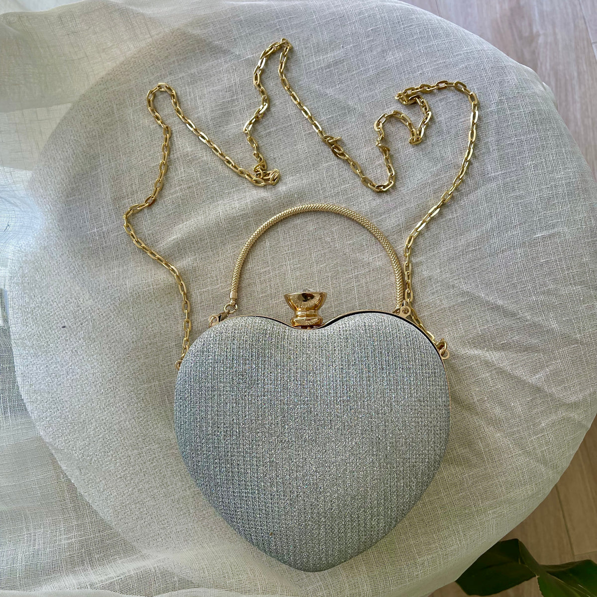 Silver Heart Clutch