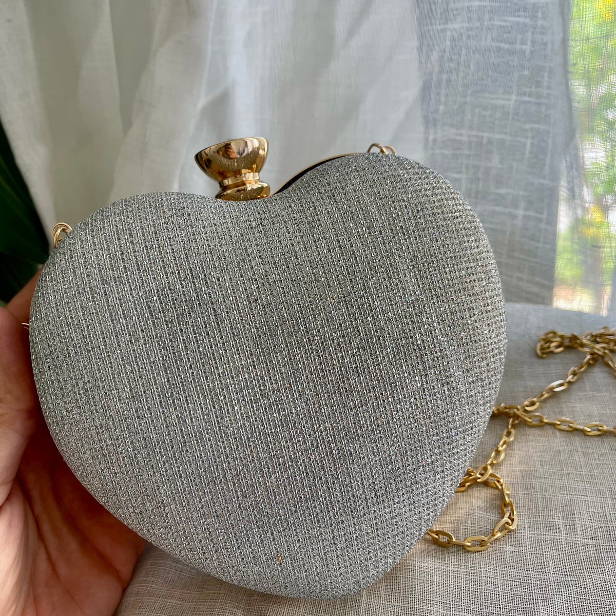 Silver Heart Clutch